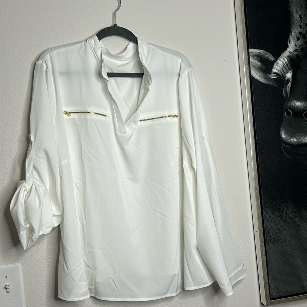 NWOT SHEIN Curve 4X white Long sleeve Blouse